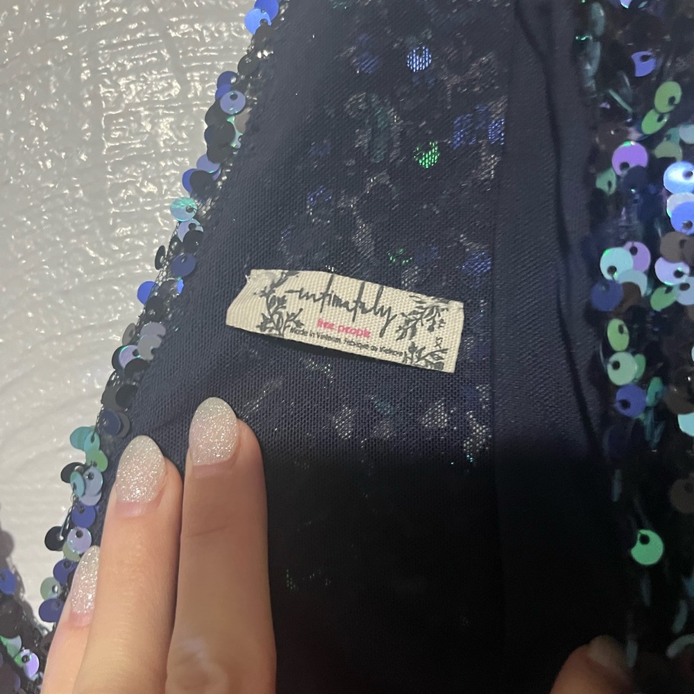 Intimately Free People Big Night Sequin Crop Top Bralette V-Neck Tie Strap XS - Picture 8 of 8